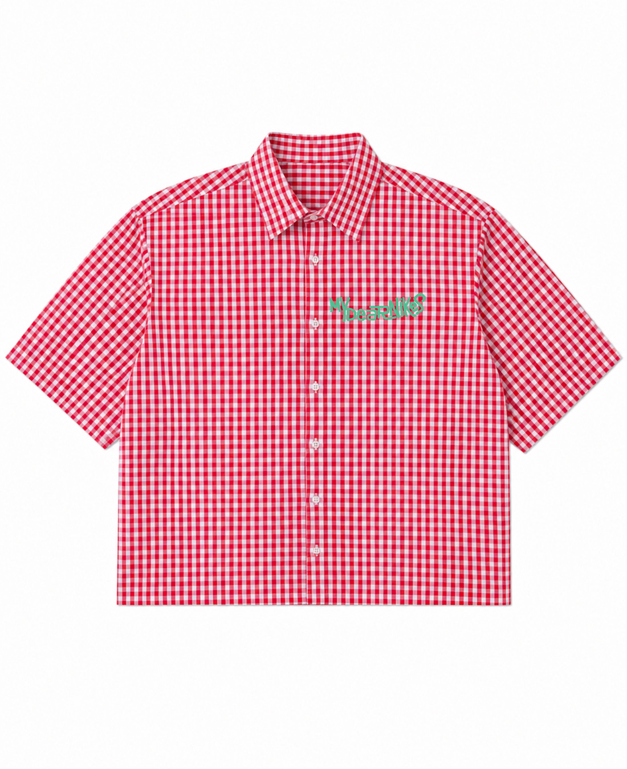 Red Picnic Oxford Boxy Shirt Front Design