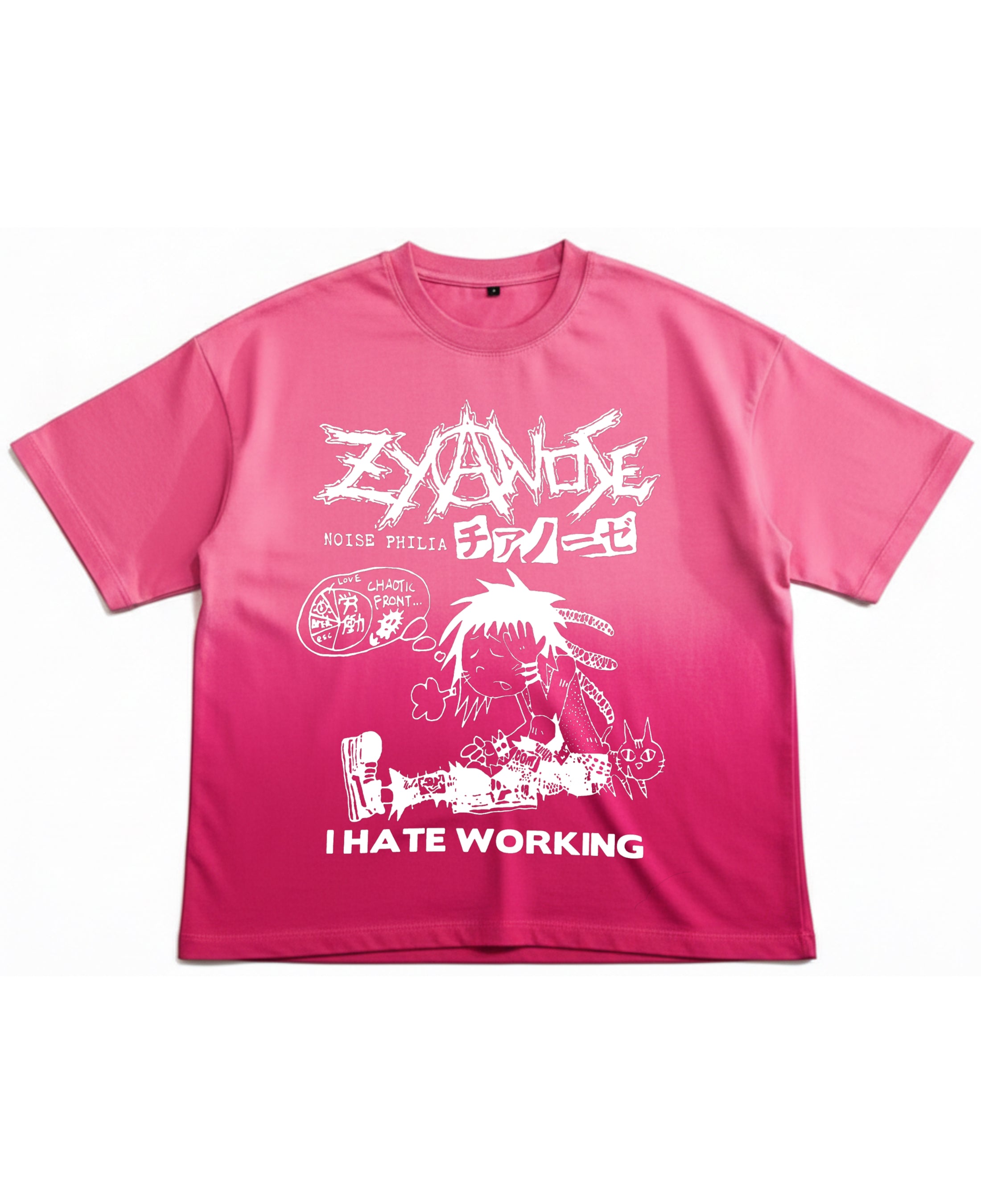 Pink Sunfade Ombré Wash Boxy Fit T-shirt Front Design