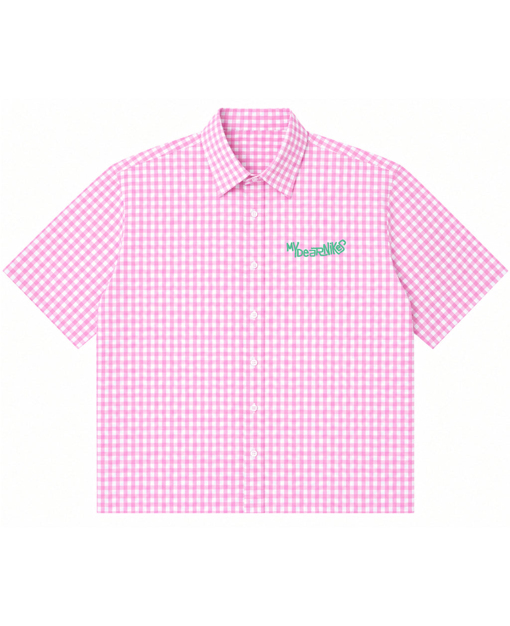 Pink Gingham Oxford Boxy Shirt Front Design