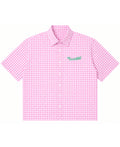 Pink Gingham Oxford Boxy Shirt Front Design