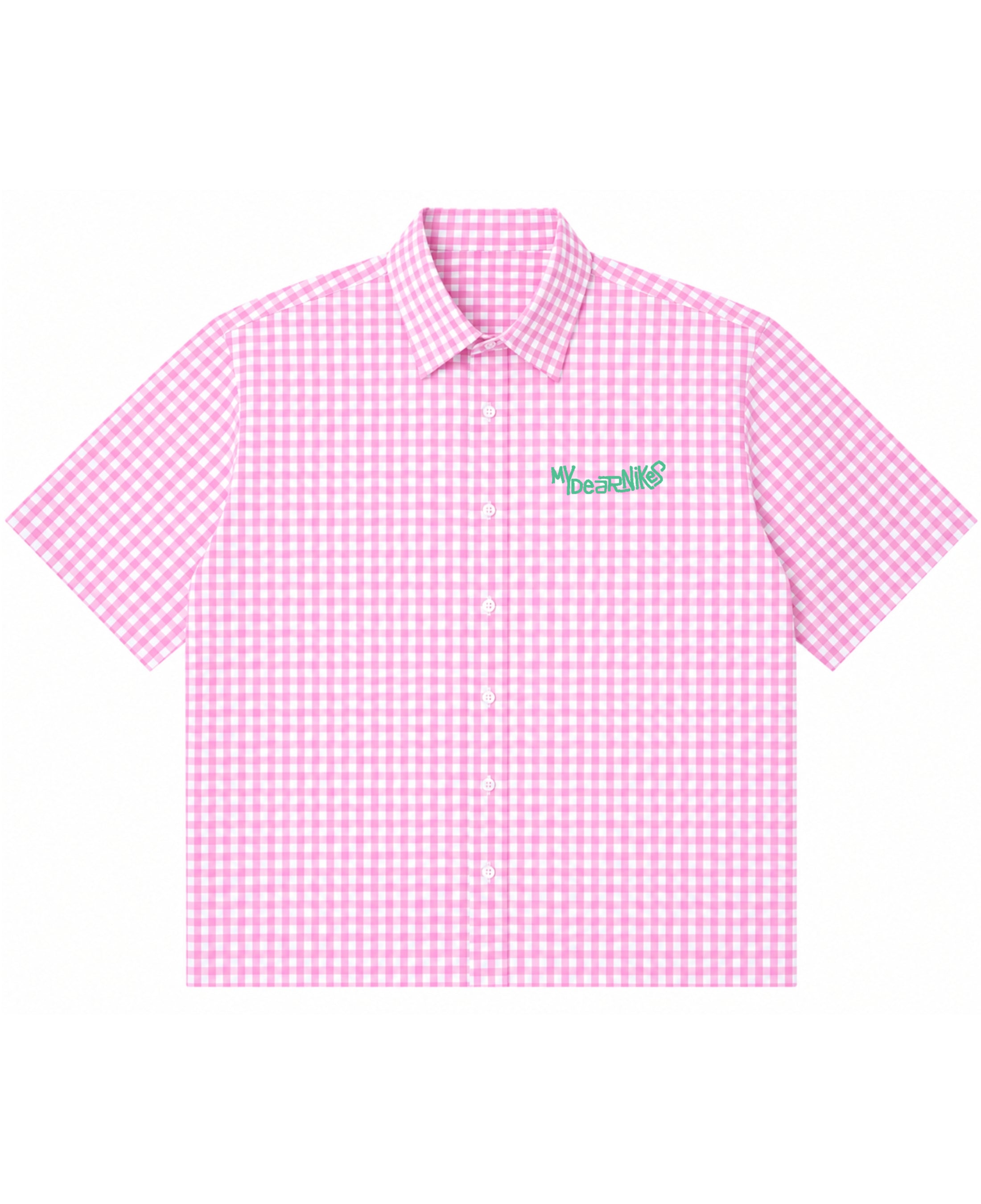Pink Gingham Oxford Boxy Shirt Front Design