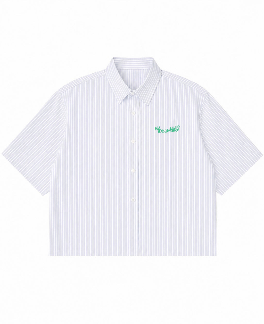 Blue Striped Oxford Boxy Shirt Front Design