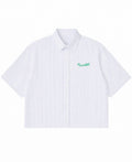 Blue Striped Oxford Boxy Shirt Front Design