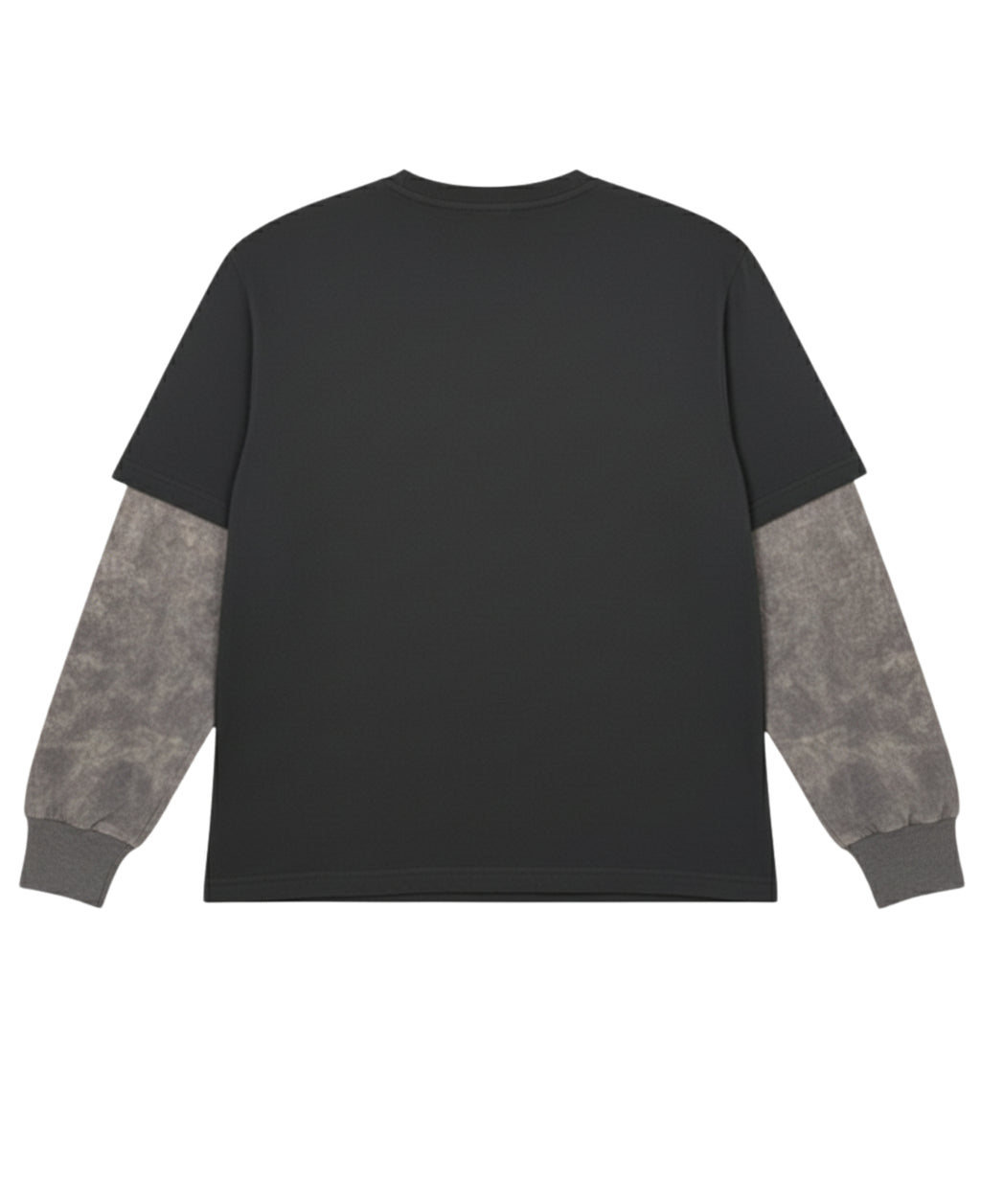 Black With Acidwash Sleeve Oversized Tee Back Design