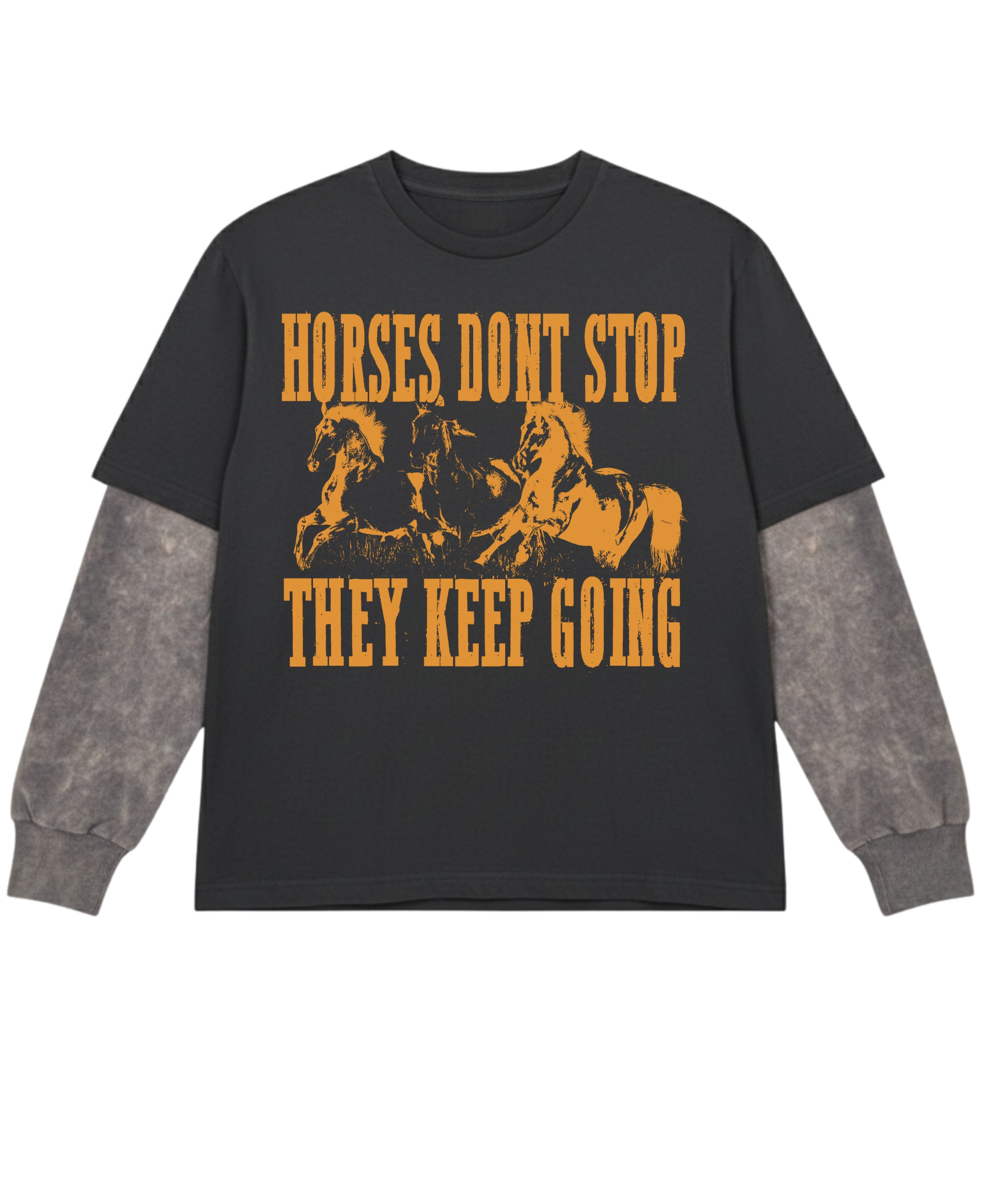 Black With Acidwash Sleeve Oversized Tee Front Design