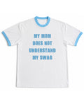 White & Sky Blue Ringer tee Front Design